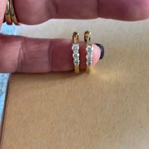 Cubic Zirconia gold plated silver huggie hoops